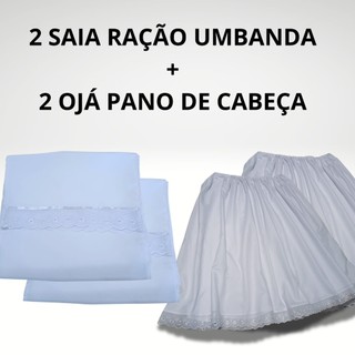 CONJUNTO 2 OJA + 2 SAIA ROUPA RAÇÃO RELIGIOSA DE UMBANDA E CANDOMBLÉ BRANCA EM MICROPERCAL 2,5 RODA 85 ALTURA, OJÁ 2 MT