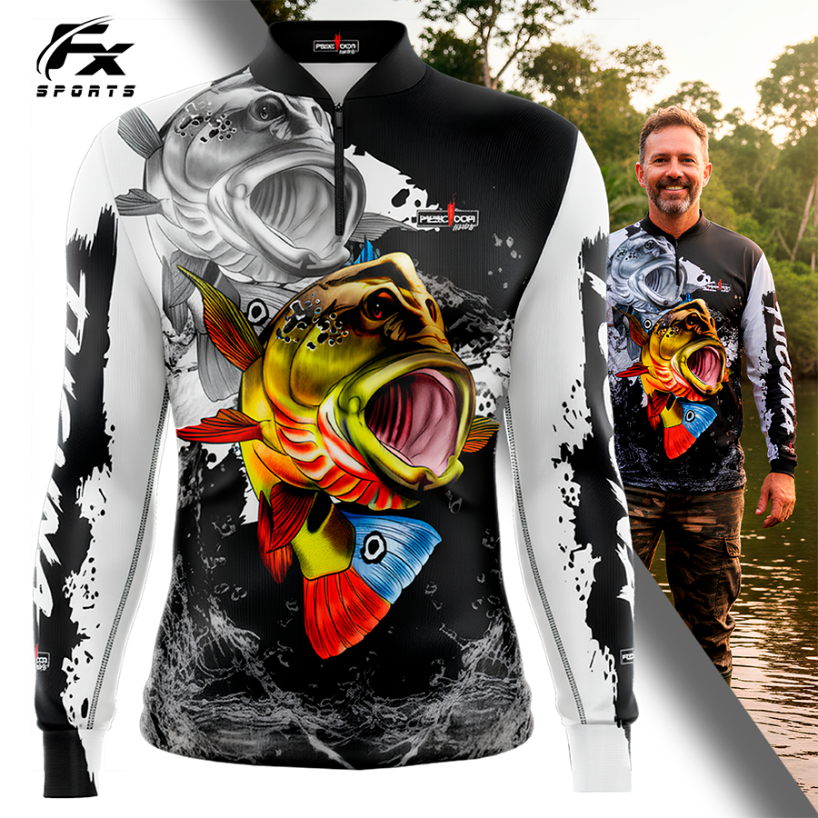 Camisa Com Elastano Pesca Esportiva Pescador 04 2020 Com elastano Tucunaré com Proteção UV 50+