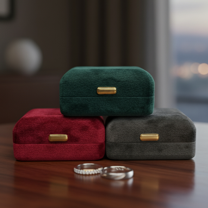 Estojo Porta-Joias de Veludo Premium (Aliança/Colar)