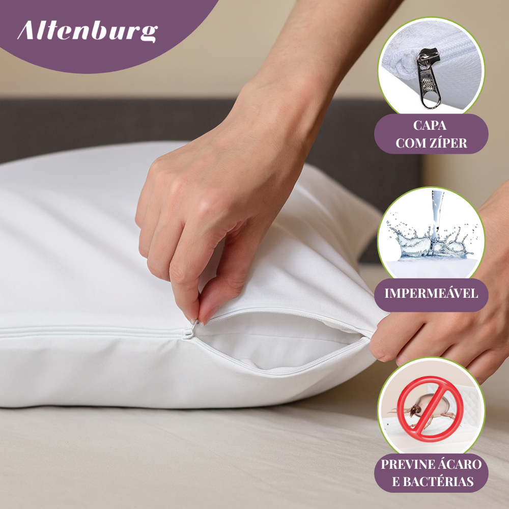 Kit Protetor De Travesseiro Impermeável Altenburg Capa Fronha 50x70 cm Branco Antiácaro