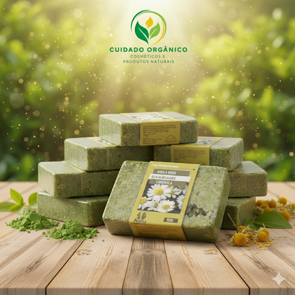 SABONETE FACIAL PELE C/ ACNE E CRAVOS - C/ Extrato de Própolis / Camomila / Argila Verde - 100G