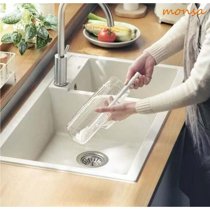 Kit 2 Escovas de Silicone Longa de Limpeza para Copos Taças Jarras Mamadeiras Multiuso