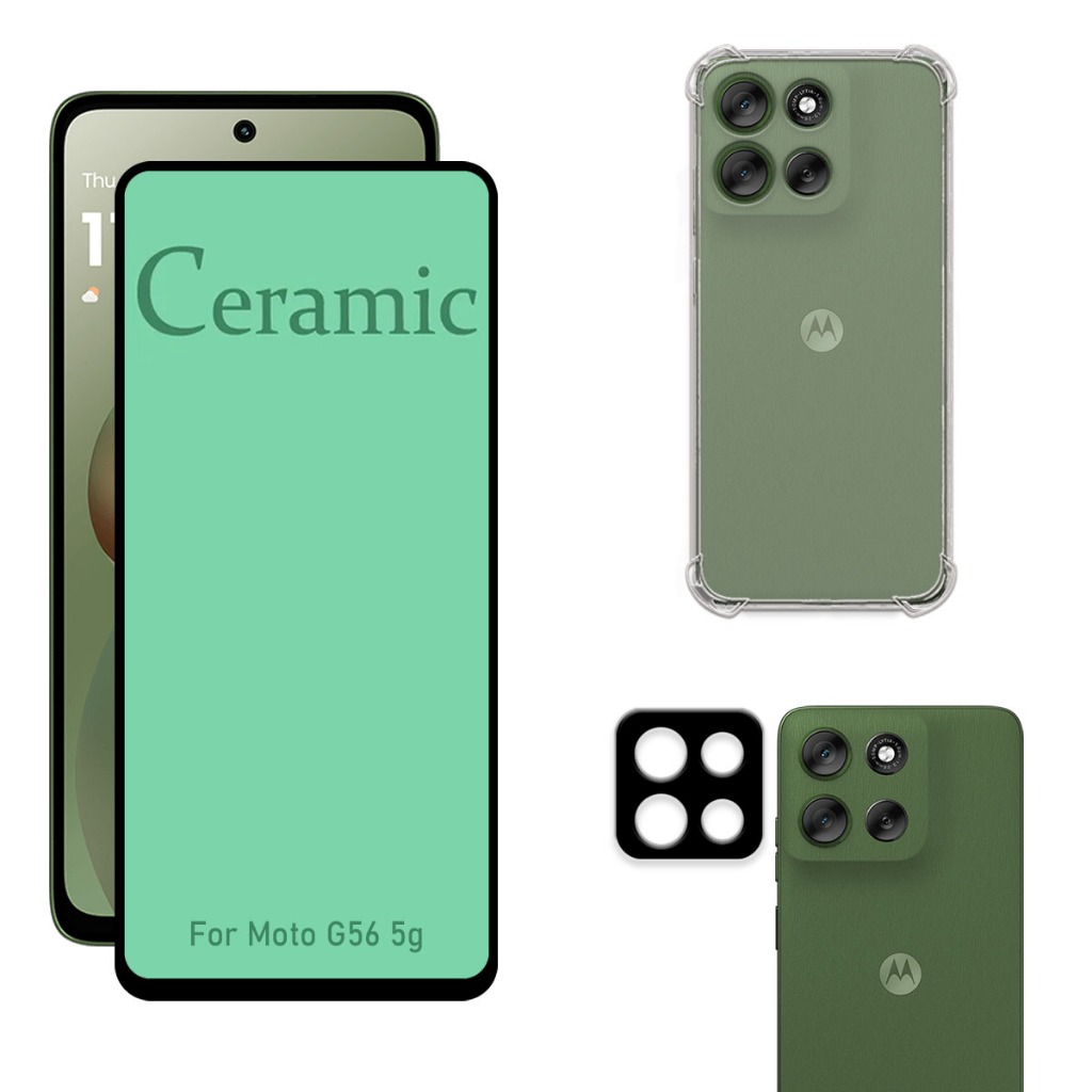 Kit Para Moto G56 5g | Película de Cerâmica - Capa Anti Shock - Película da Câmera 3D em Oferta na Shopee