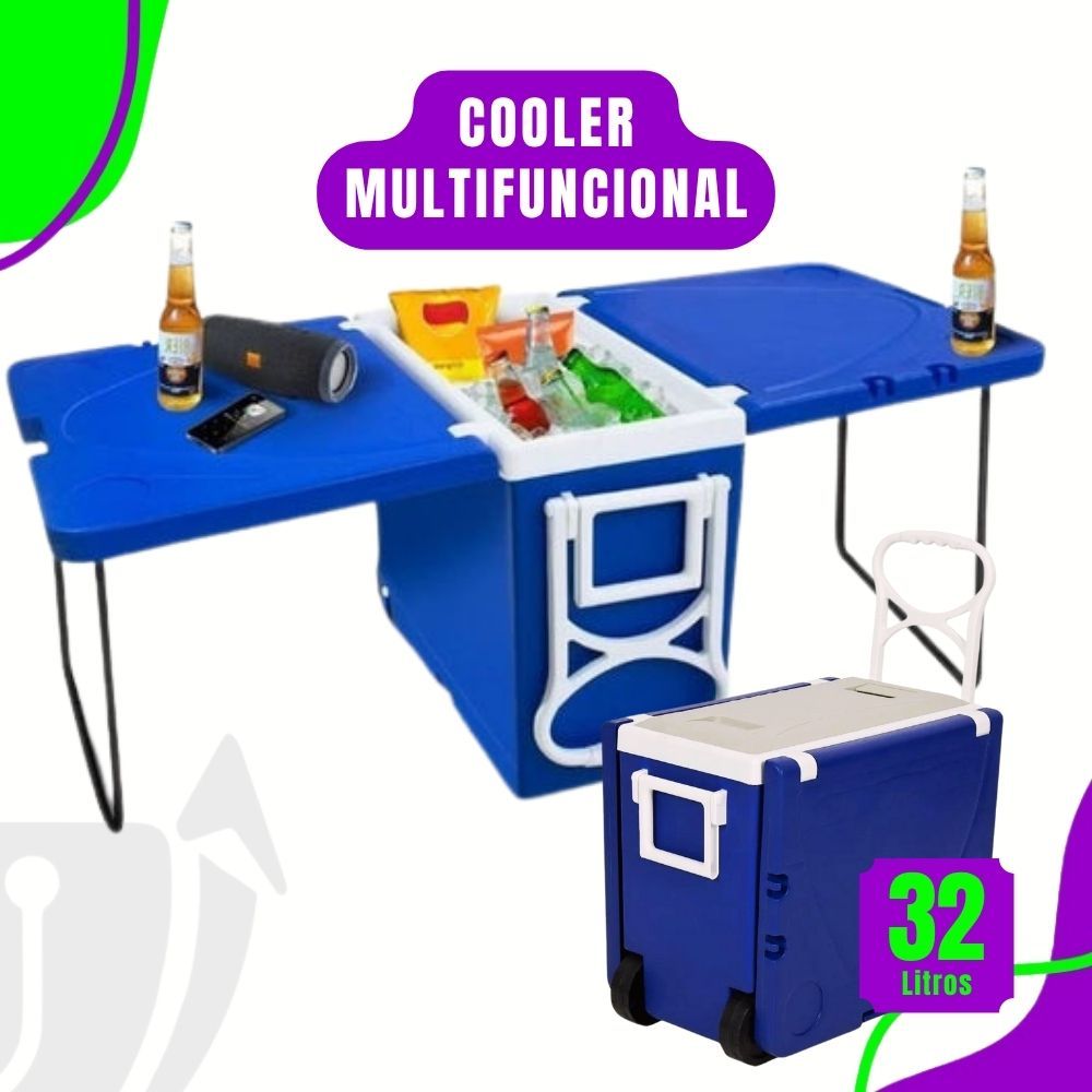 Caixa Térmica Cooler 32 Litros Super Térmica – Modelo com ou sem Mesa Retrátil