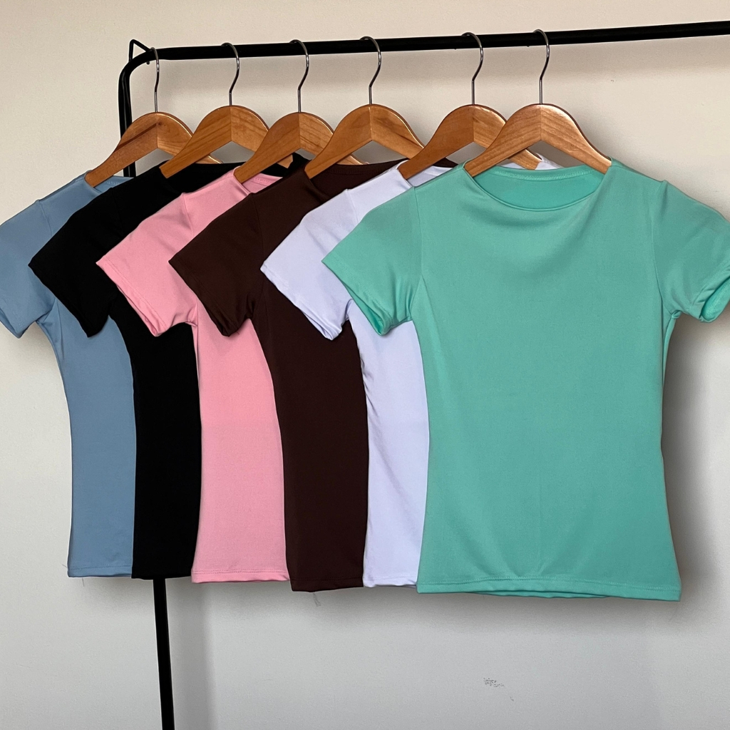 Blusa academia dia a dia básica suplex manguinha forro Duplo