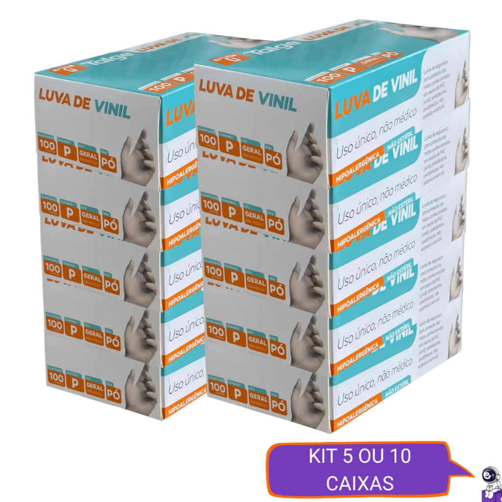 Kit 5 Ou 10 Caixas De Luva Vinil Transparente Medix 1000 Unidades Sem Pó Procedimento em Oferta na Shopee