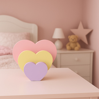 Trio Coração Decoração Em Madeira Mdf Quarto Infantil Bebê Para Prateleira Mesa Brinquedoteca em Oferta na Shopee