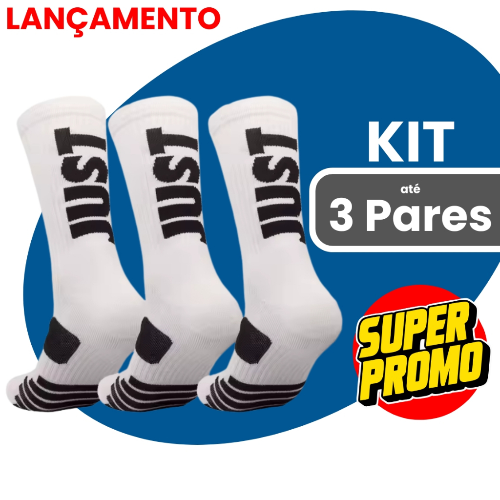 Kit 3 Meias Cano Alto Esportivas De Basquete Masculinas Respiráveis Grossas Acolchoadas Antiderrapantes
