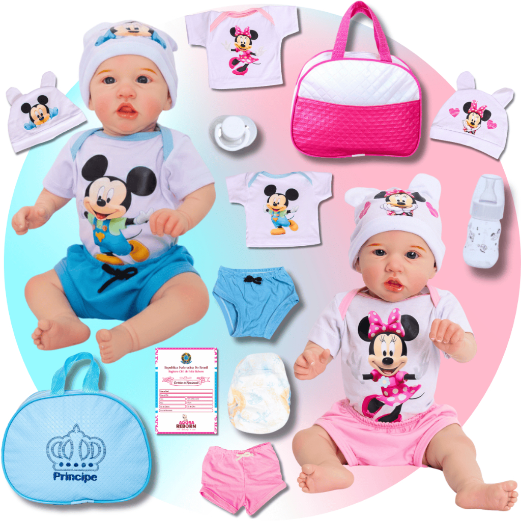 Gemeos Bebê Reborn Boneca Realista Saskia Menina e menino Silicone pode Dar Banho Original Envio Imediato