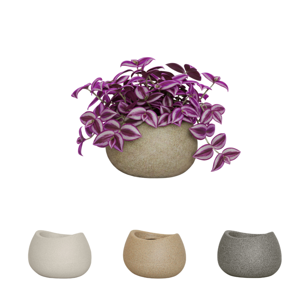Vaso Decorativo Texturizado Oval 16 Areia Granito Cimento Jardim Plantas Cachepo