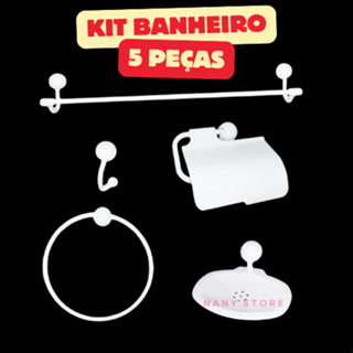 Jogo Kit Acessórios para Banheiro Branco 4 ou 5 Peças em Oferta na Shopee