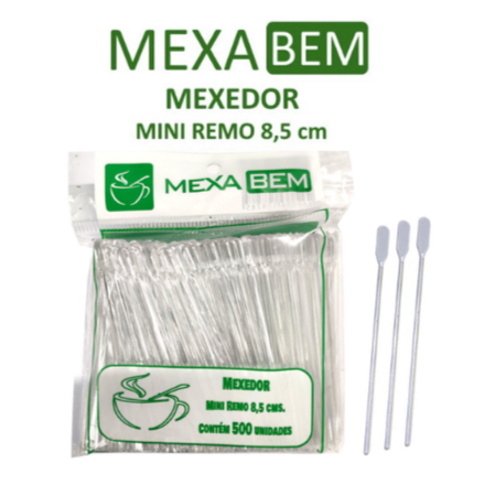 Mexedor de Café Descartável Cristal 8,5cm Mini Remo Mexa Bem  - 500, 1.000, 1.500 ou 2.000 Unidades