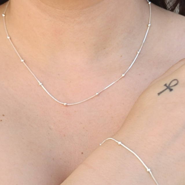 Colar E Pulseira Veneziana de Prata Fina - Modelo V12 com Bolinhas - Feminino em Oferta na Shopee