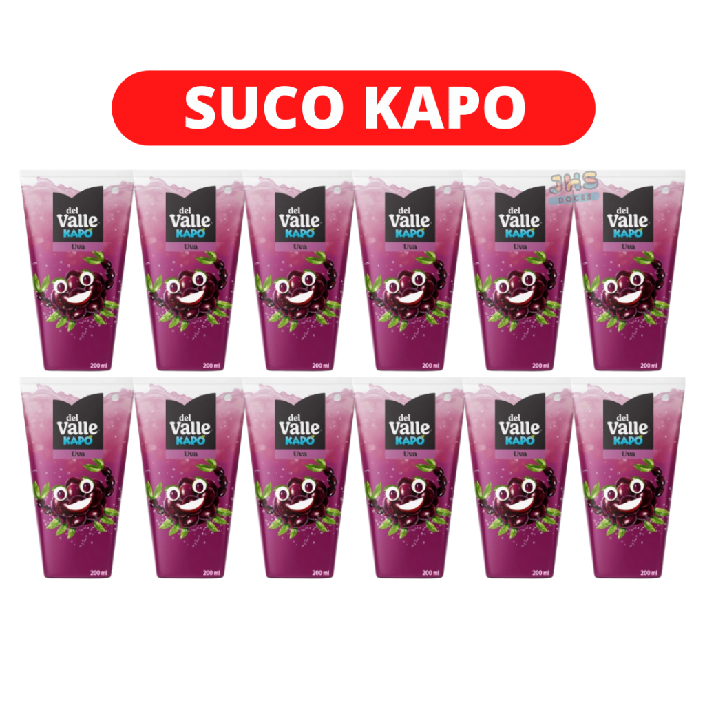 Suco Kapo Del Valle Sabores Uva Morango 12u 200ml Kit Escola em Oferta na Shopee