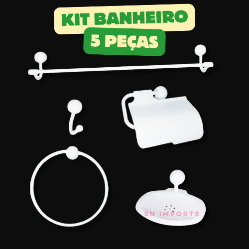 Kit Jogo Acessórios para Banheiro Branco Completo 4 ou 5 peças