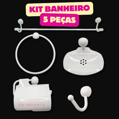 Jogo Kit Acessórios para Banheiro Branco 4 ou 5 peças