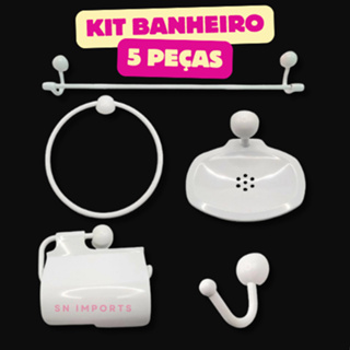 Jogo Kit Acessórios para Banheiro Branco 4 ou 5 peças em Oferta na Shopee