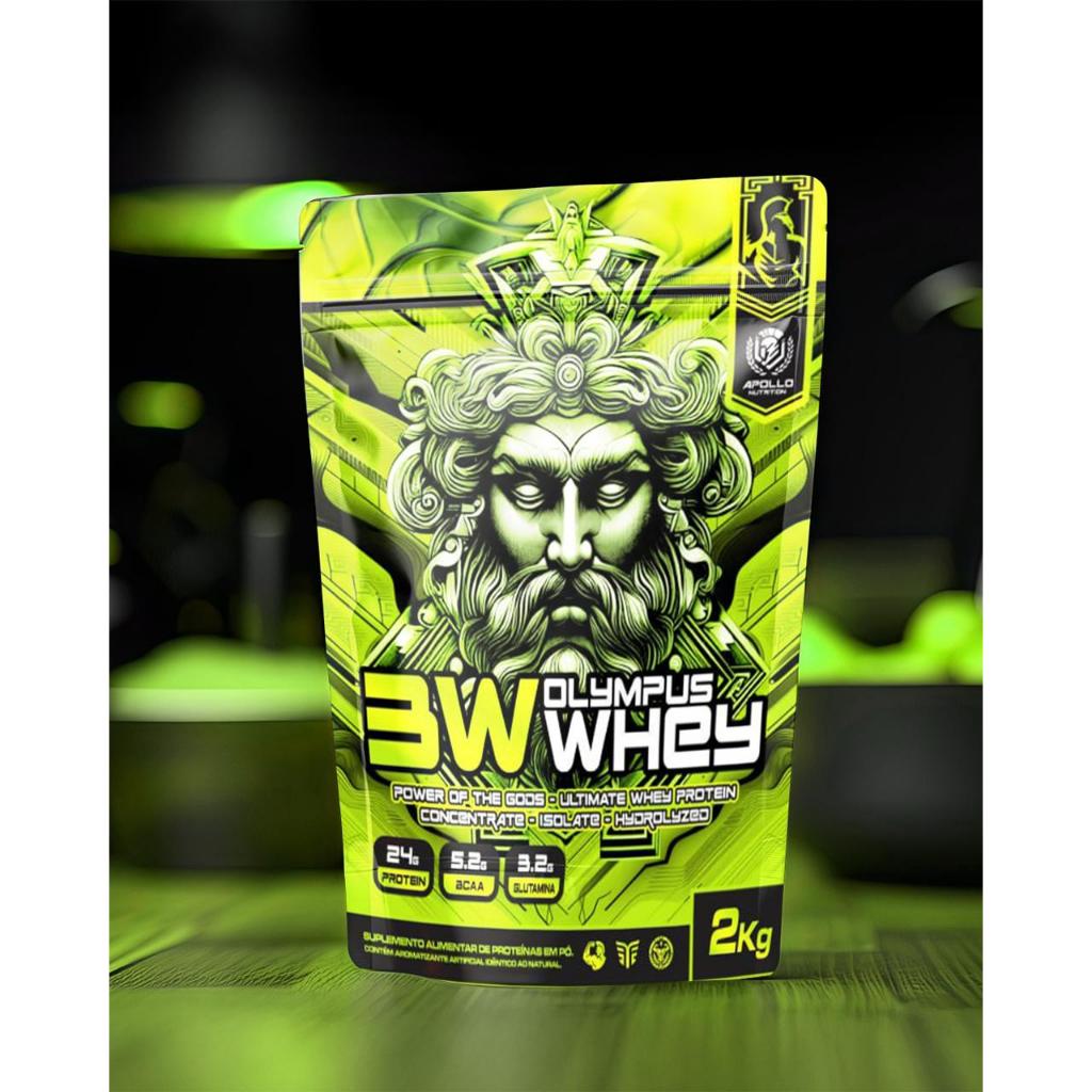 Whey Protein 3W Concentrado Apollo Nutrition 2kg 24g Proteína Pura Ganho Massa Muscular