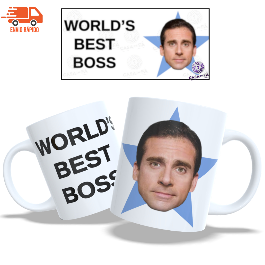 Caneca Personalizada World's Best Boss com Foto – Presente Criativo e Divertido The Office Sua Foto