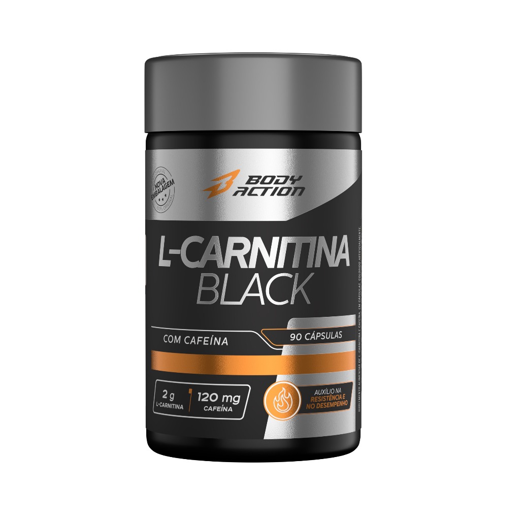 L-Carnitina com Cafeína Black 90 Cápsulas Bodyaction em Oferta na Shopee