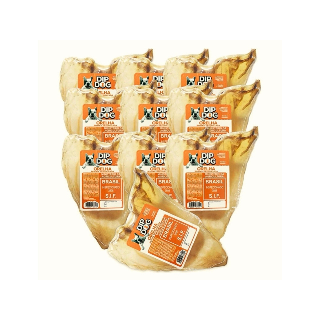 Petisco cachorro Orelha Bovina para Caes mordedor natural desidratado adestrador pet diversos kits