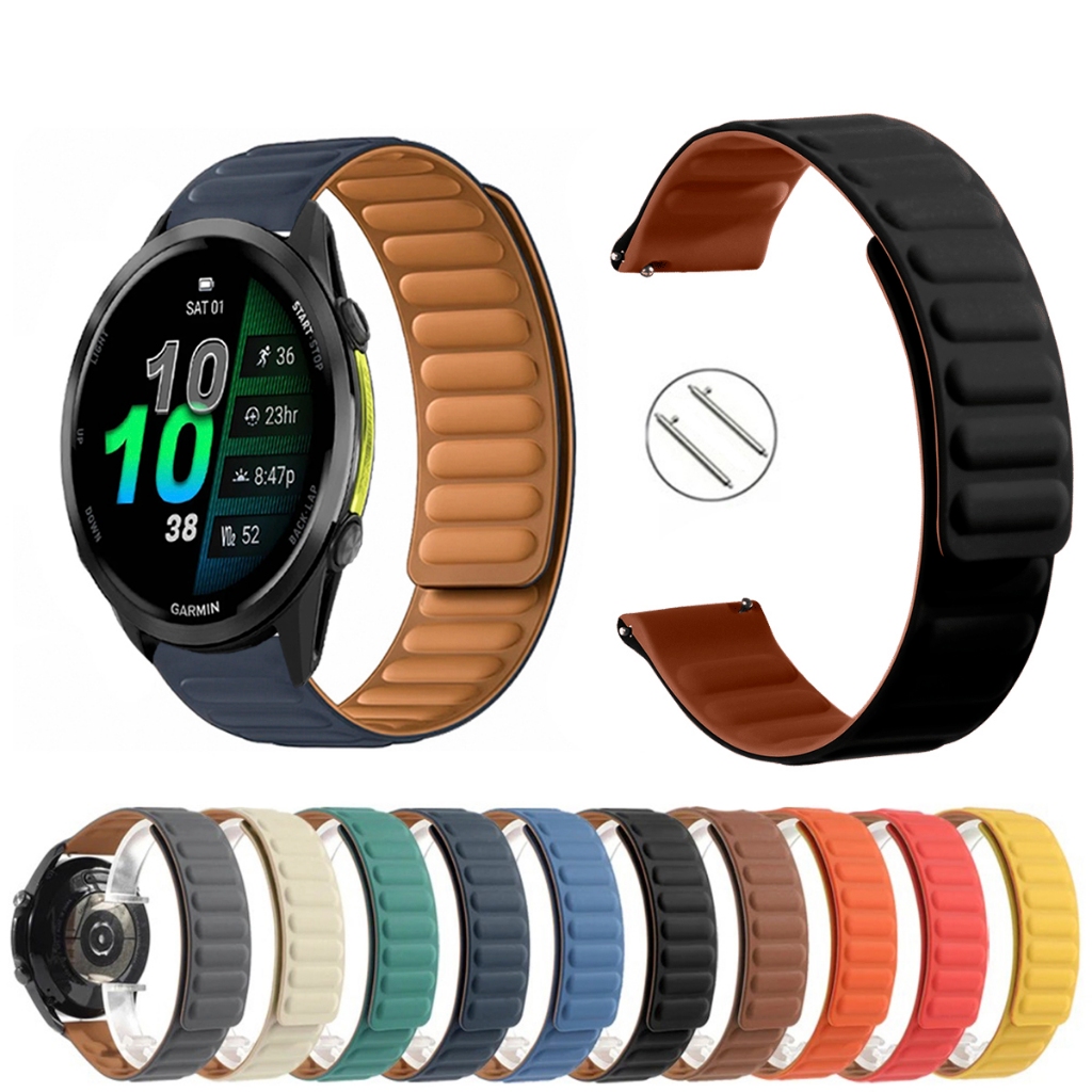 Pulseira 22mm Silicone Elos Imã Magnética para Smartwatch Garmin Forerunner 970 de Engate Rapido