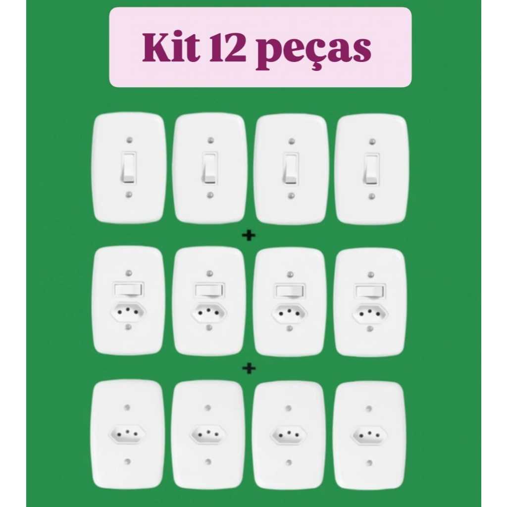 Kit 12 peças Tomadas e Interruptores Ideale Pluzie em Oferta na Shopee