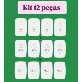 Kit 12 peças Tomadas e Interruptores Ideale Pluzie em Oferta na Shopee