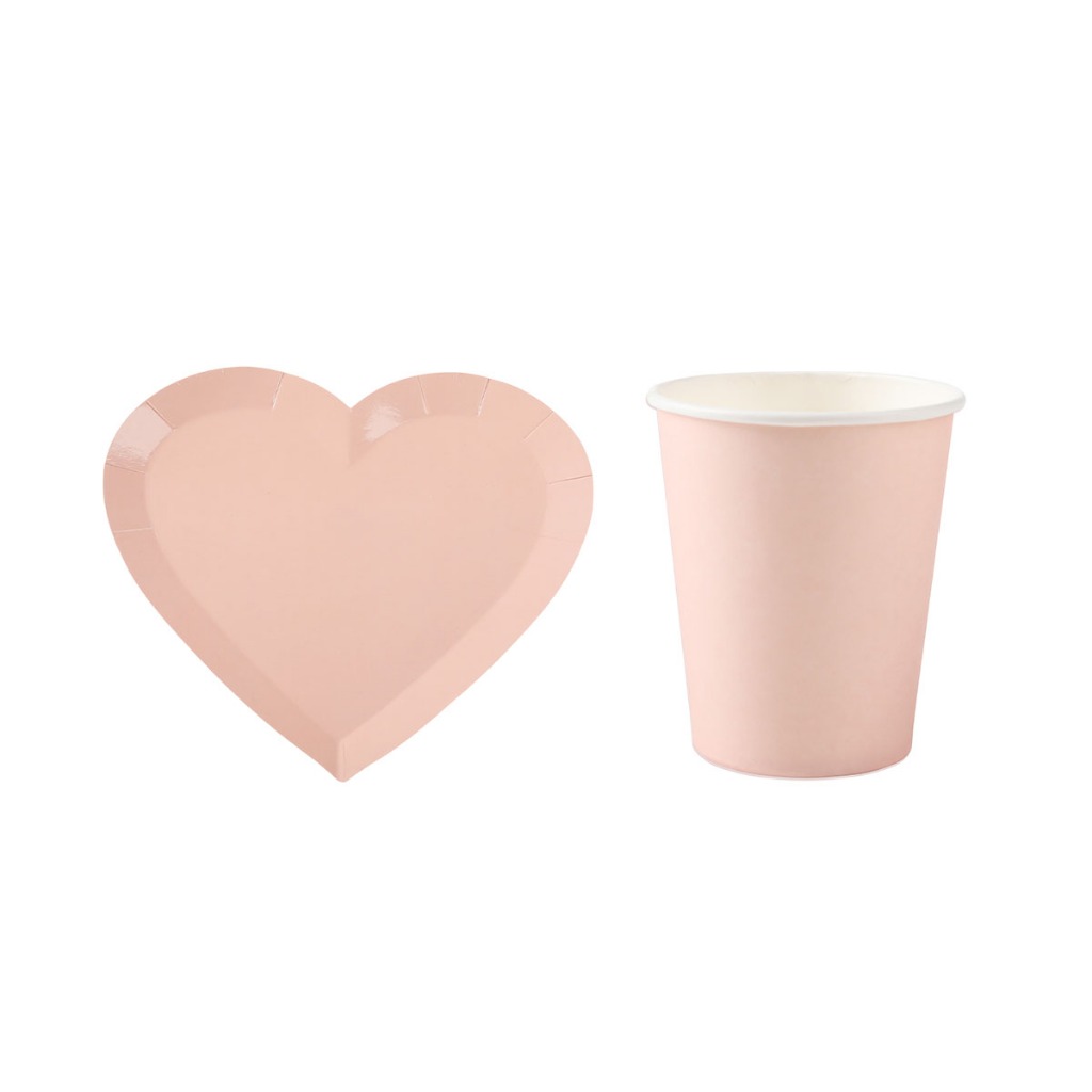 Kit Dia Dos Namorados Prato e Copo Descartável Coração Rosa Coração 16 Unidades Silver Festas em Oferta na Shopee