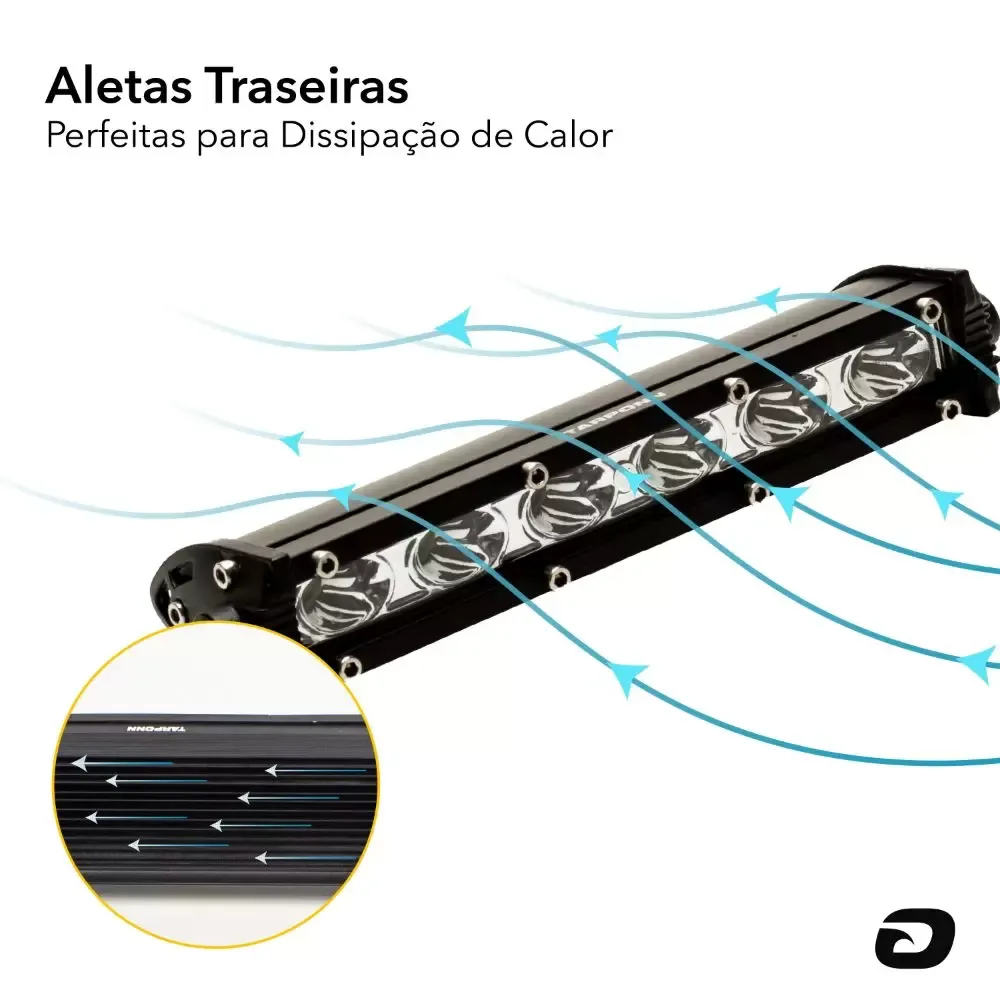Detalhes do Mini Barra de Led Slim Tarponn TP-6034 Foco Aberto 6000k 18w