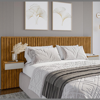 Kit Com Ate 20 Placas de Cabeceira em MDF Ripado Premium Para Cama de Casal King Autoculante em Oferta na Shopee