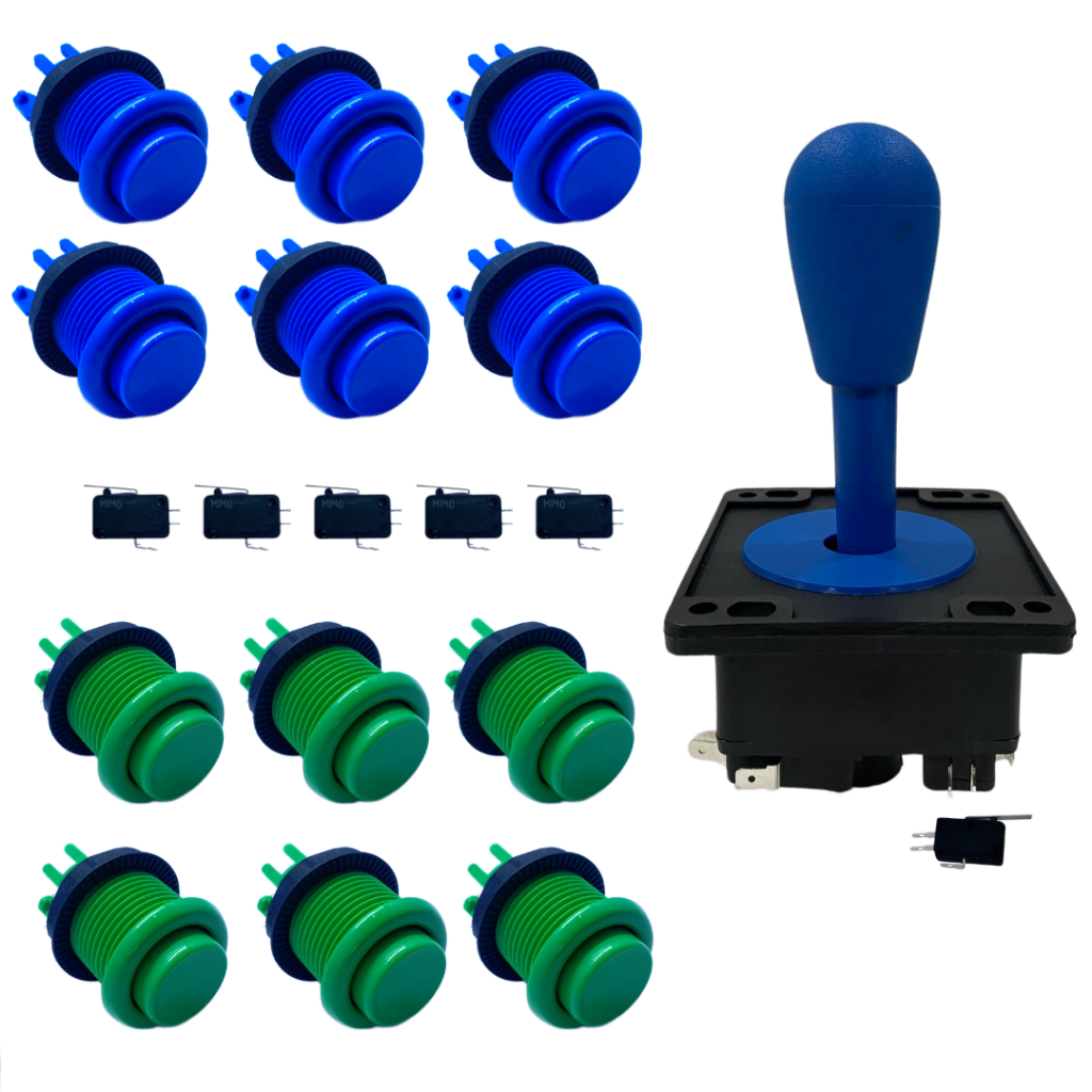 Kit 12 Botões Nylon Arcade Fliperama 1 Comando Colorido Joystick