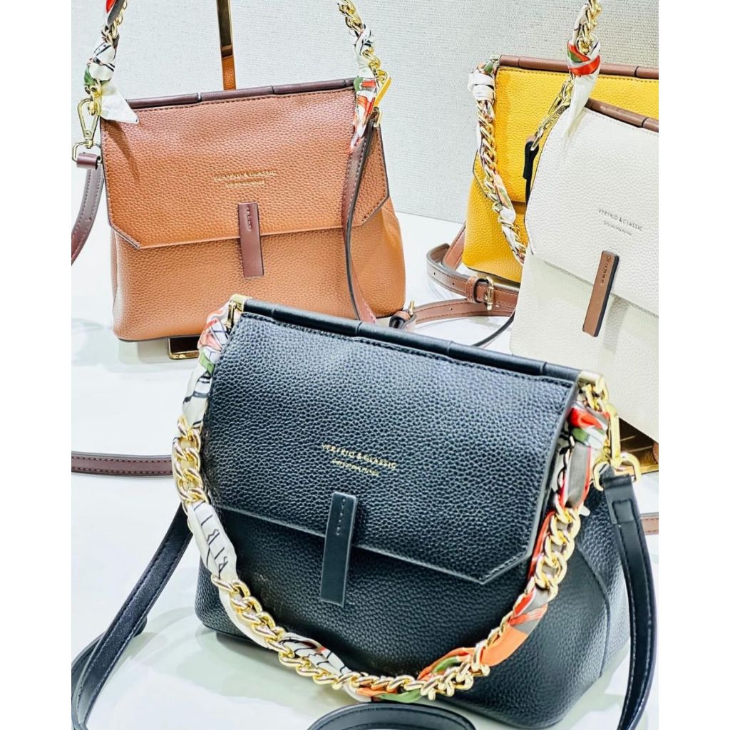 Bolsa Feminnina Média Veryrio Alça Corrente Ombro e Transversal Couro de Luxo Moderna