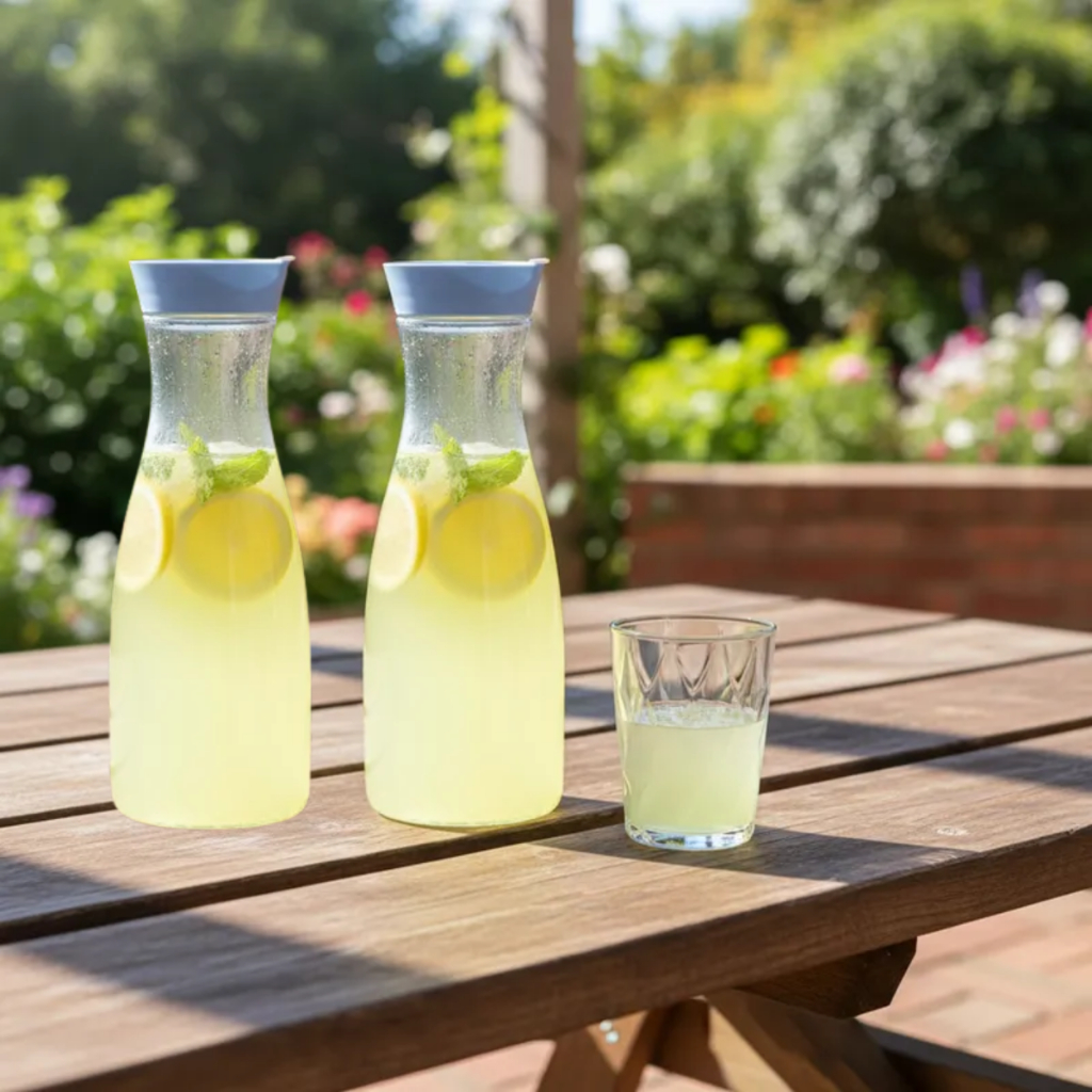 Kit 2 Garrafas De Água Com Tampa 1,8L Organização Geladeira Hotel Pousada Suco Leite Água Plasútil