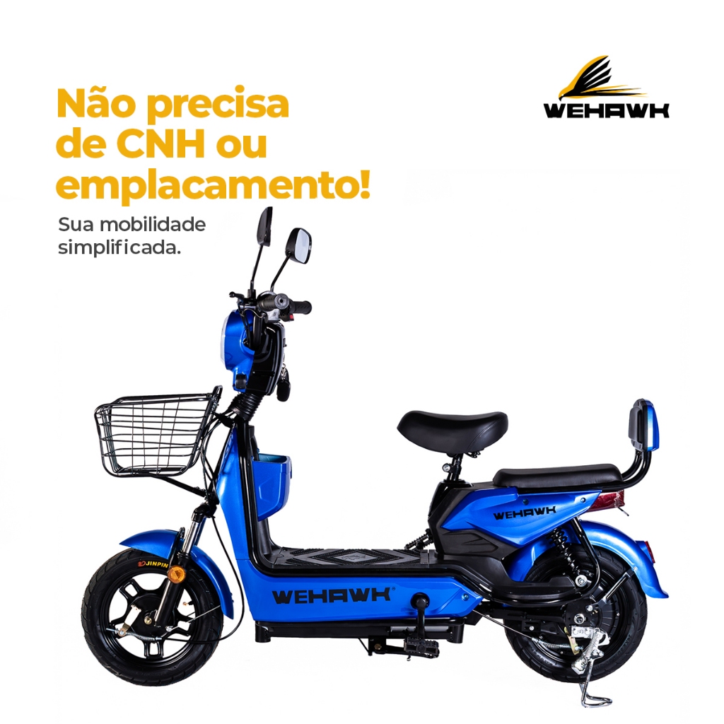 Bicicleta Scooter Elétrica 500W Basket WeHawk Sem Carteira 32Km/h Autonomia 40Km 🇧🇷