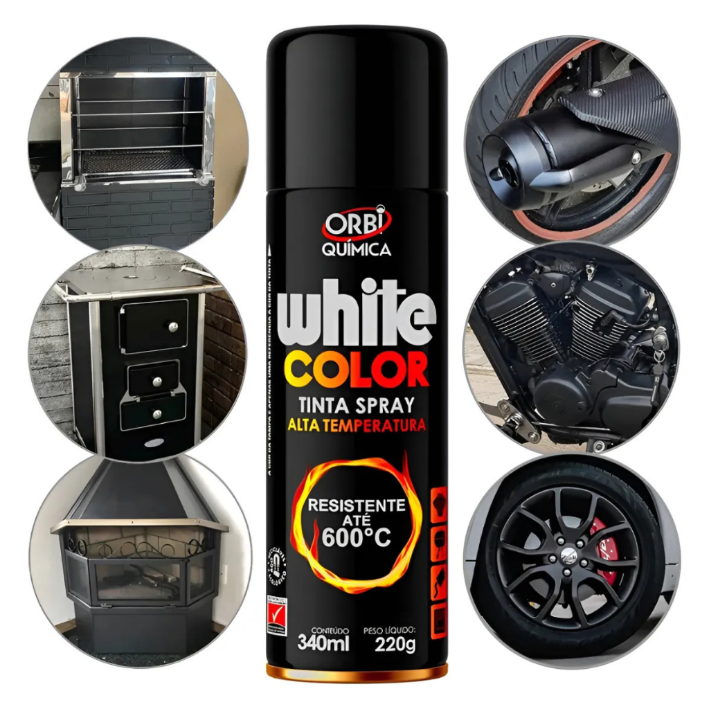 Spray Tinta Preto Alta Temperatura Para Canos Motores 600°C em Oferta na Shopee