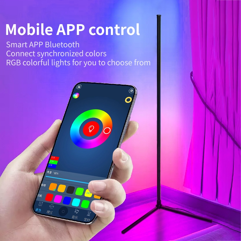 Sala de estar regulável rgb  lâmpada chão 140cm suporte inteligente App luzes ambiente para o quarto