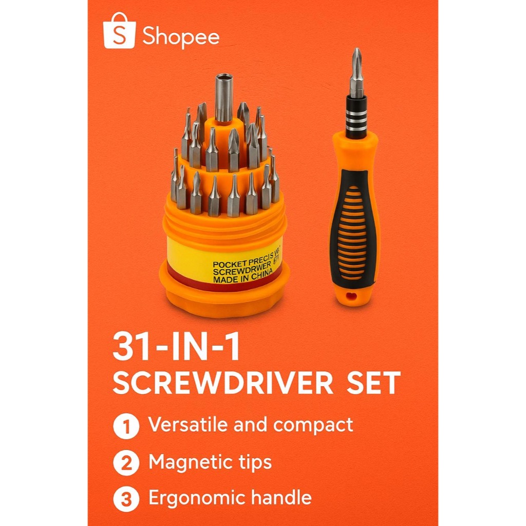 Chaves de Precisão. Kit de Ferramentas 31 em 1 ELECTROc SCREW DRIVER SET em Oferta na Shopee