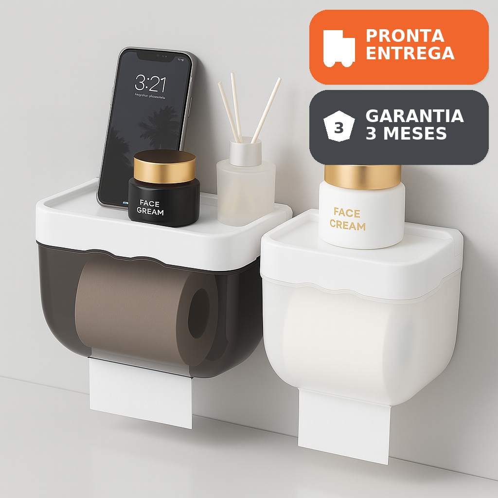 Suporte De Parede Banheiro/Caixa Organizadora Com Papel Higiênico/Sem Furar pronta entrega em Oferta na Shopee