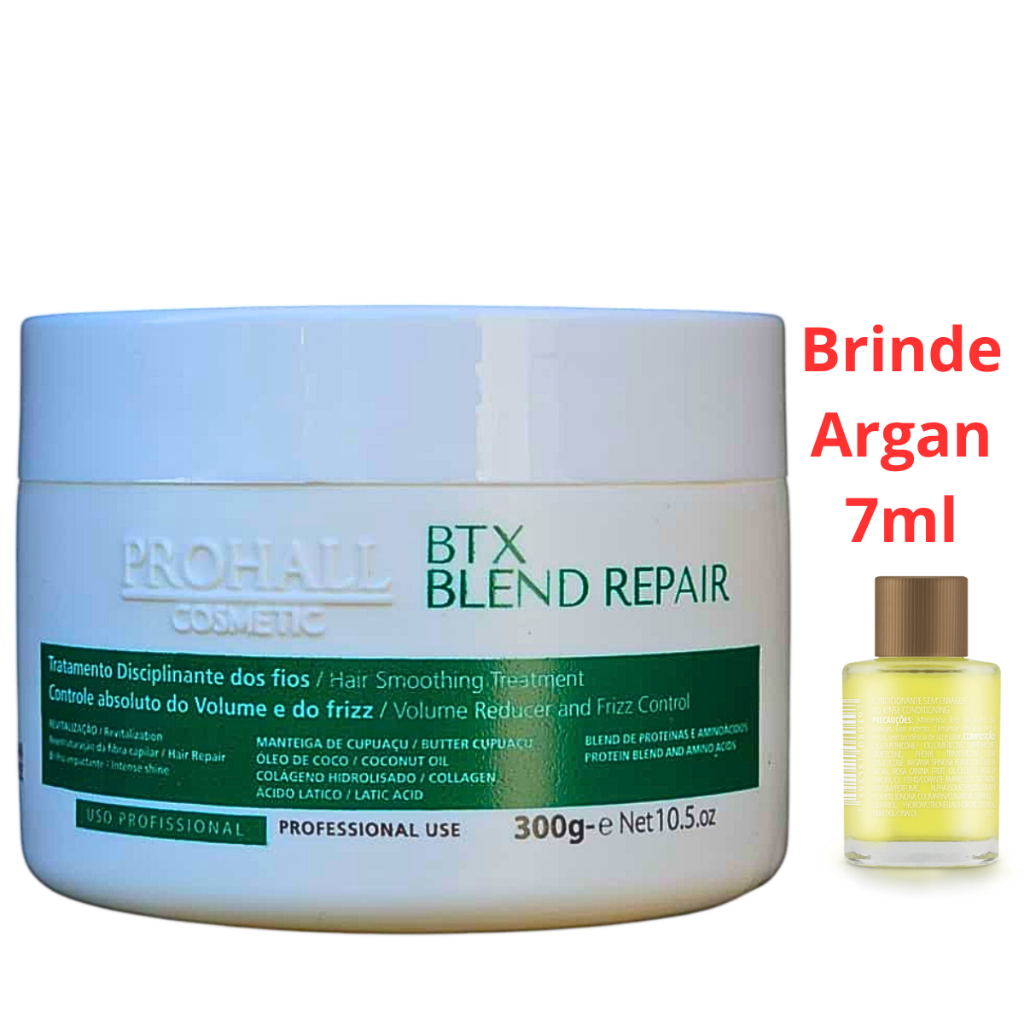 Prohall Btx Blend Repair Sem Formol Btox Liso brilho Antfrizz Hidratação 300g+Oleo