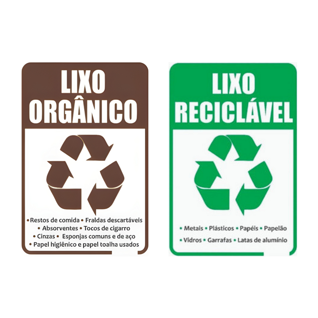 Kit 2 Placas Lixo Orgânico E Reciclável 40x30 Cm Uso Interno e Externo Resistente a Sol e Chuva em Oferta na Shopee