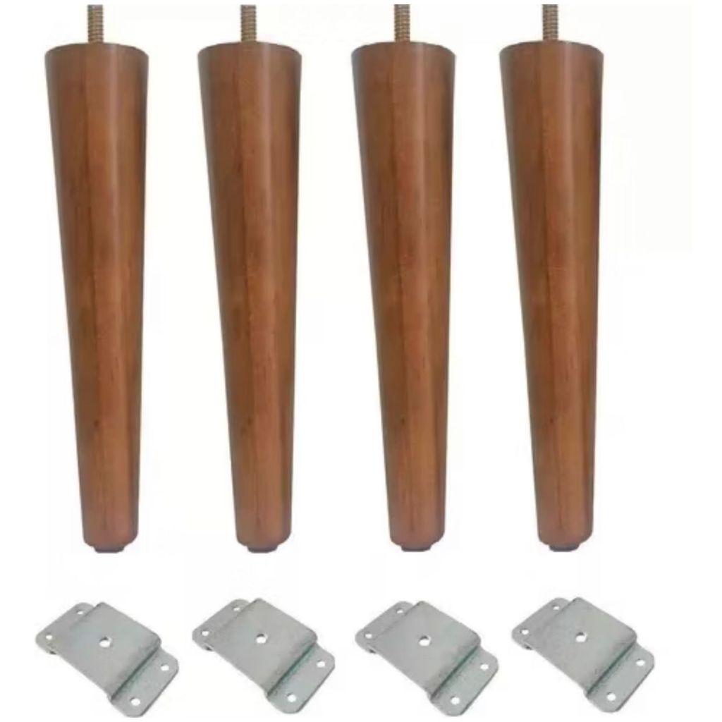 Kit Jogo 4 Pés Palito Castanho 30 CM Com 4 Chapinha Inclinada Para Poltrona Puff moveis em geral