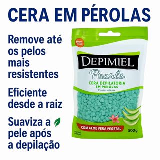 Cera Depilatória em Pérolas Pearls Vegetal com Aloe Vera 500g - Depimiel em Oferta na Shopee