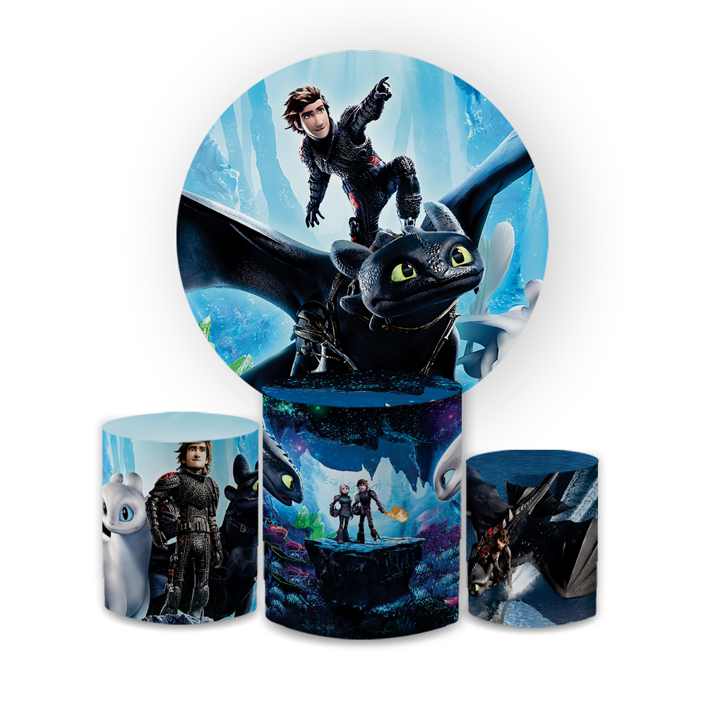 Kit Capas Festiva Para Painel Cilindros Decoração Lançamento Como Treinar Seu Dragão Bibi Paineis
