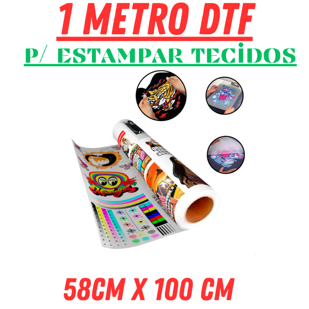 LEIA DESCRIÇÃO 1 Metro Dtf Textil 60cm x 100cm Leia Descrição Envio Imediato 24h Envie Seu arquivo Assim que comprar