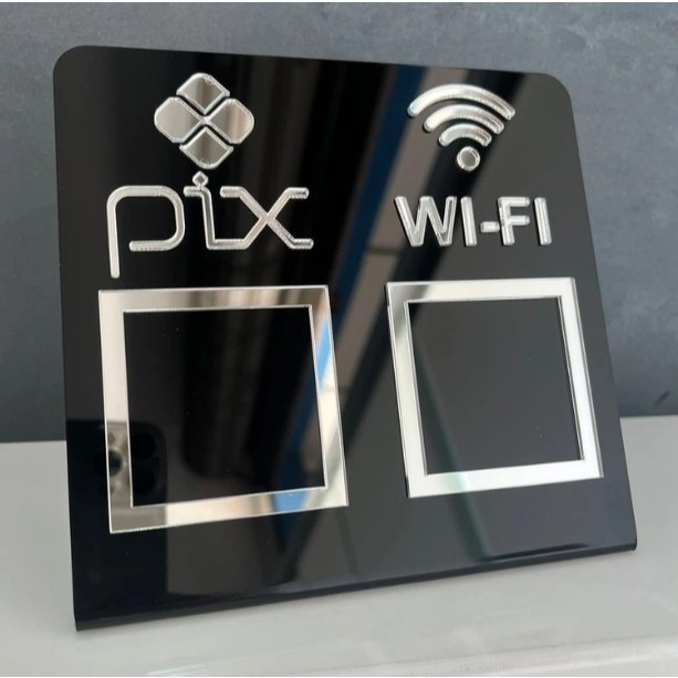 Placa Pix Display Acrílico Mesa Balcão Pix e Wifi Expositor Qr Code em Oferta na Shopee