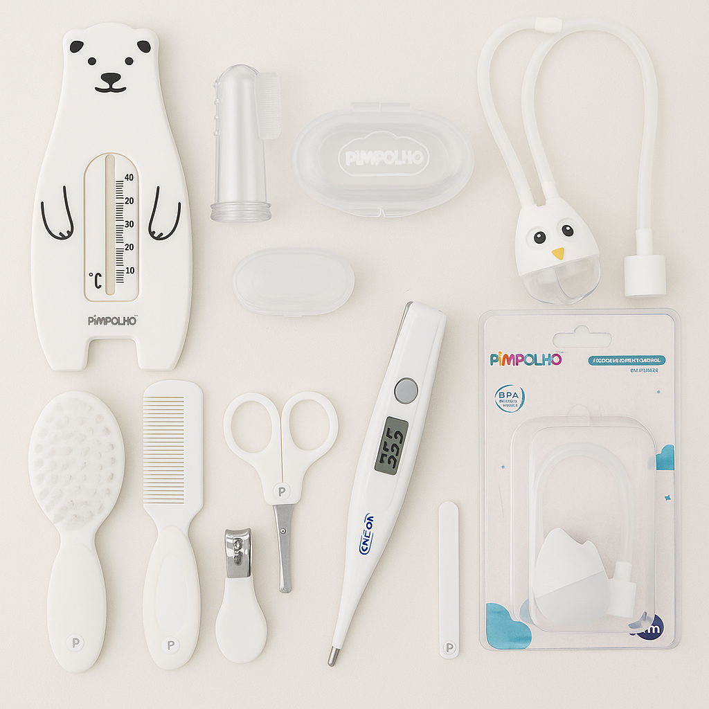 Kit Higiene Bebê Completo 11 Peças Neutro Pimpolho – Ideal para Chá Revelação
