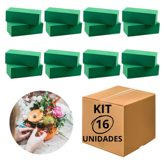 Kit 16 Espuma Floral Fenólica 20x9x6cm Alta Absorção 1,5L por Bloco Arranjos com Flores Naturais