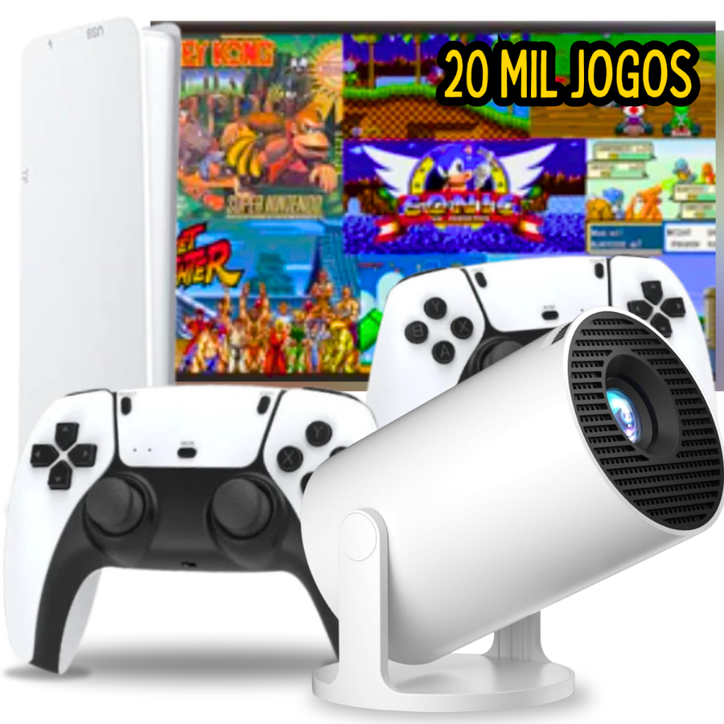 Kit GameStick + Projetor Portátil 4K Ultra HD com Wi-Fi e HDMI Diversão Completa em Casa