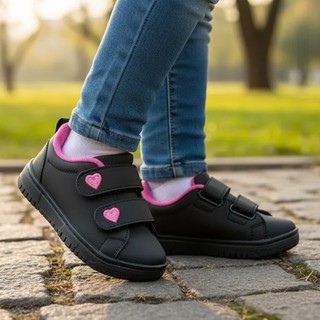 Tênis Infantil Feminino Escolar Costurado Love Calce Rápido e Prático